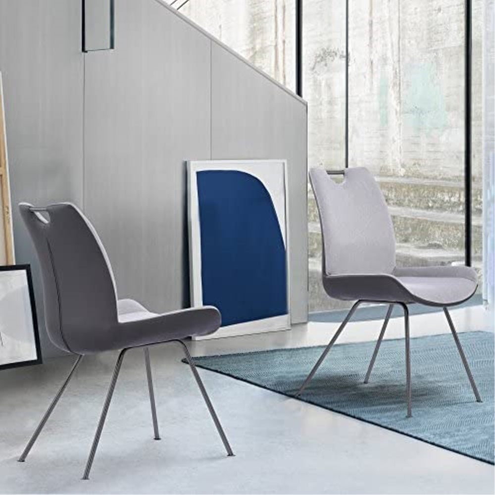 Ergode Coronado Contemporary Armless Dining Chair - Stylish and Durable Grey Powder Coat Metal Frame - Ideal for Dining Room and