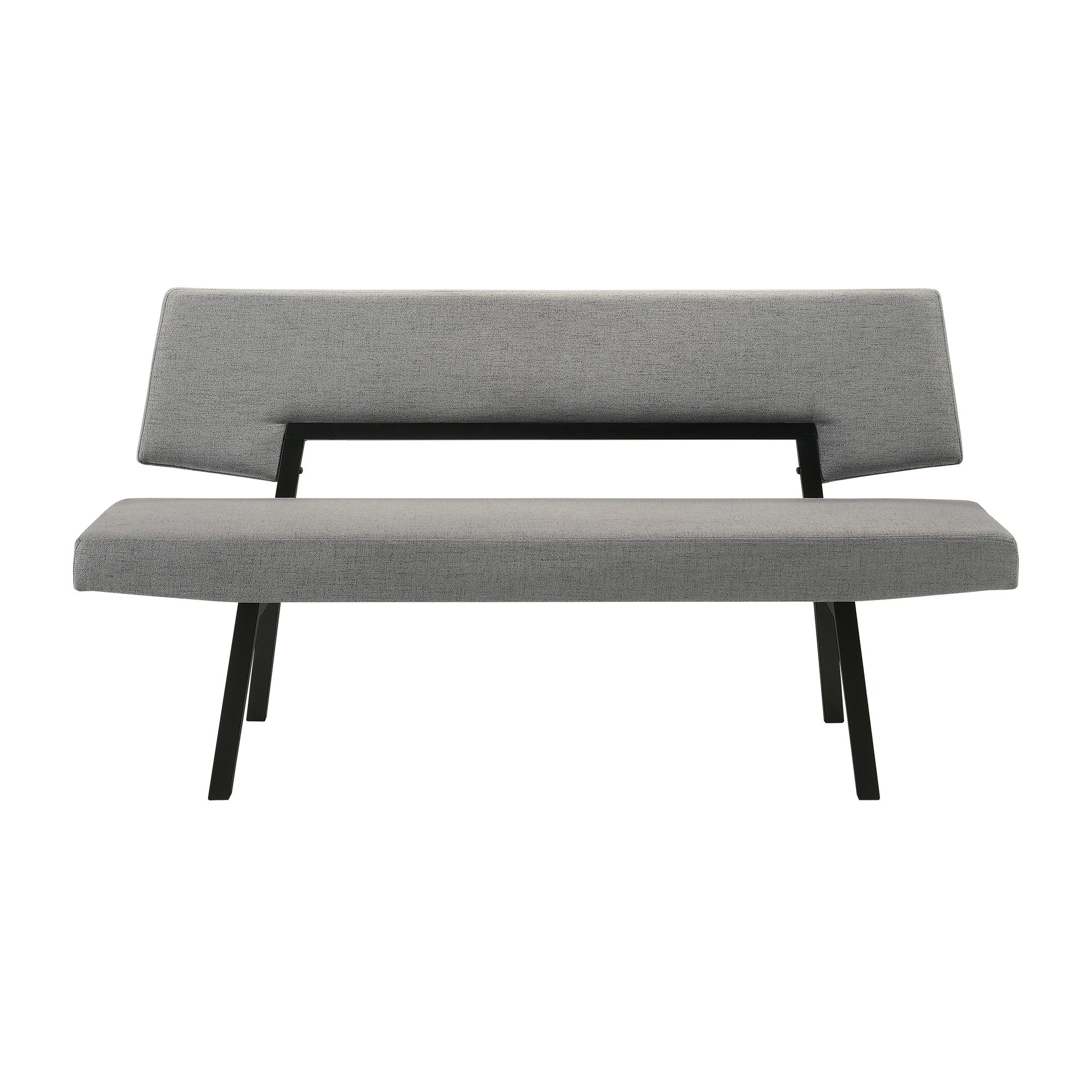 Channell Wood Dining Bench in Black Finish with Charcoal Fabric