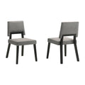 Channell Wood Dining Chair in Black Finish with Charcoal Fabric - Set of 2