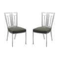 Armen Living Cleo Contemporary Dining Chair In Gray and Stainless Steel - Set of 2