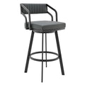 Capri 26'' Swivel Modern Black Metal and Slate Gray Faux Leather Bar and Counter Stool