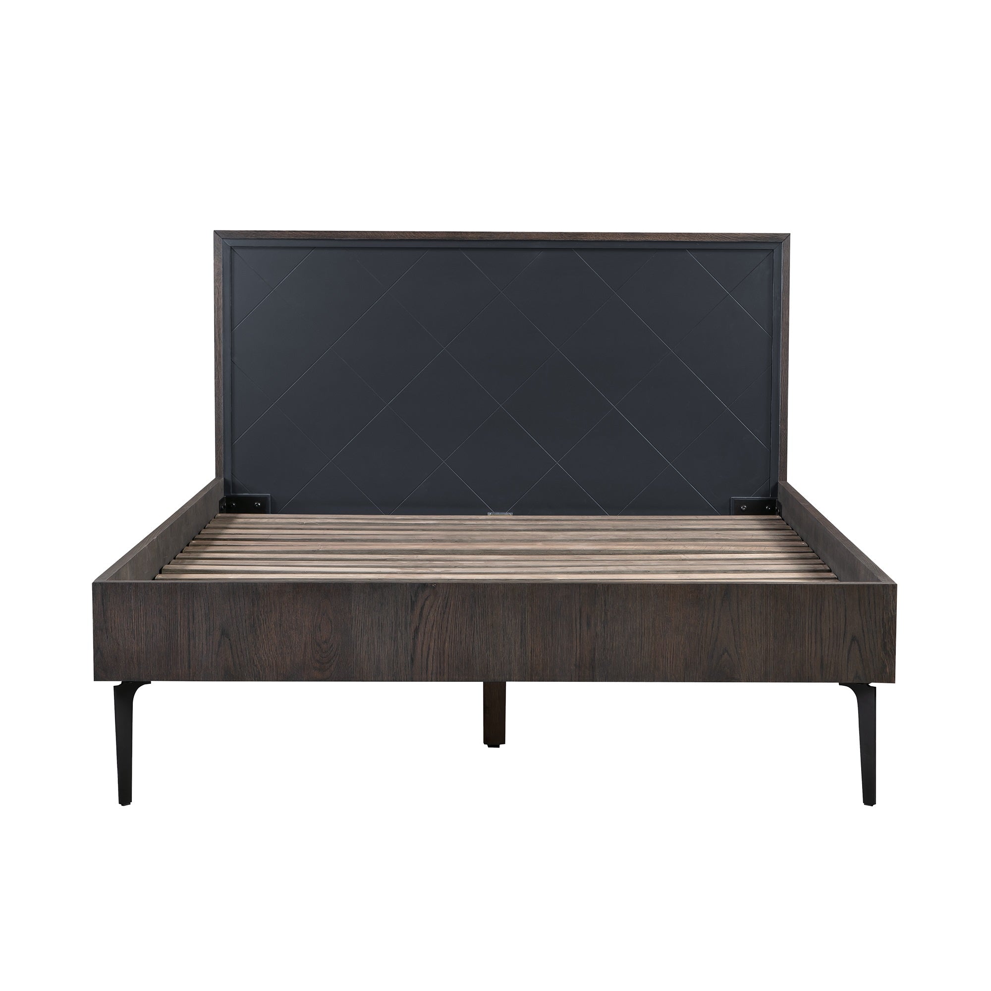 Cross Solid Oak and Metal King or Queen Platform Bed Frame