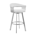 Chelsea 30 White Faux Leather and Brushed Stainless Steel Swivel Bar Stool