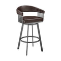 Chelsea 30'' Bar Height Swivel Bar Stool in Java Brown Finish and Chocolate Faux Leather