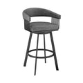 Chelsea 30'' Bar Height Swivel Bar Stool in Black Finish and Gray Faux Leather
