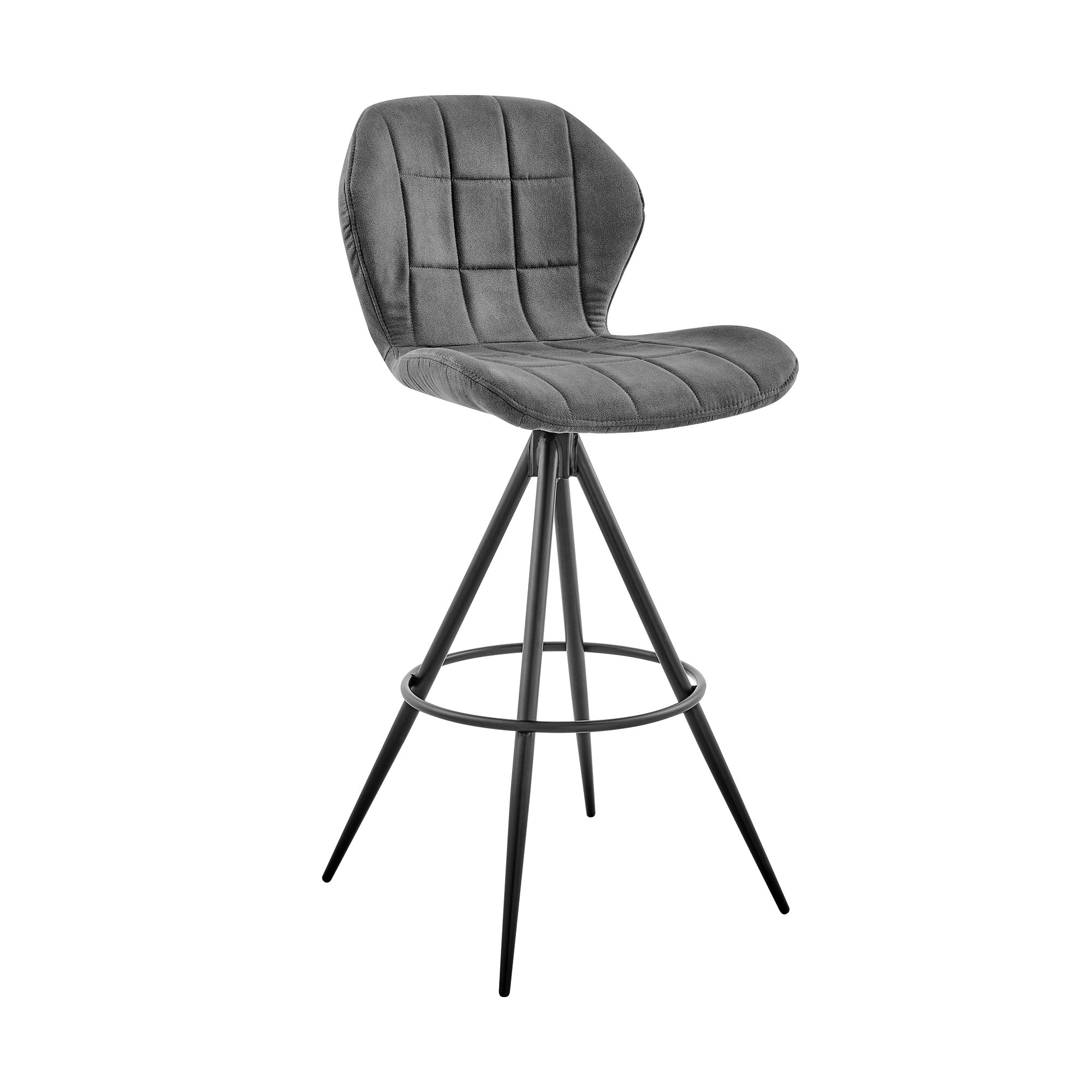 Catalina 30'' Bar Height Bar Stool in Charcoal Fabric and Balck Finish