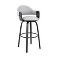 Daxton 30'' Gray Faux Leather and Black Wood Bar Stool