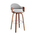 Daxton 26'' Gray Faux Leather and Walnut Wood Bar Stool