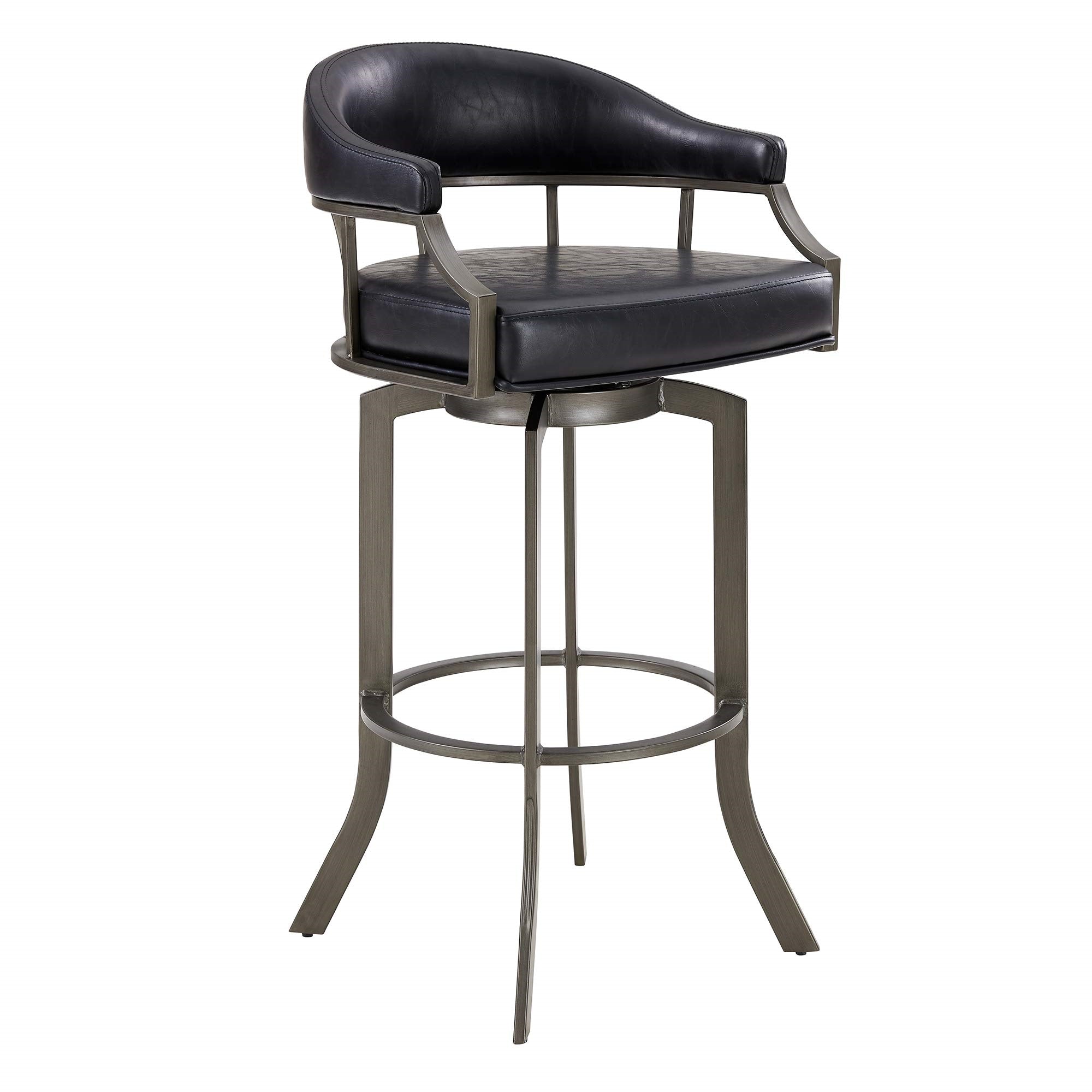 Edy Swivel 26'' Mineral Finish and Black Faux Leather Bar Stool