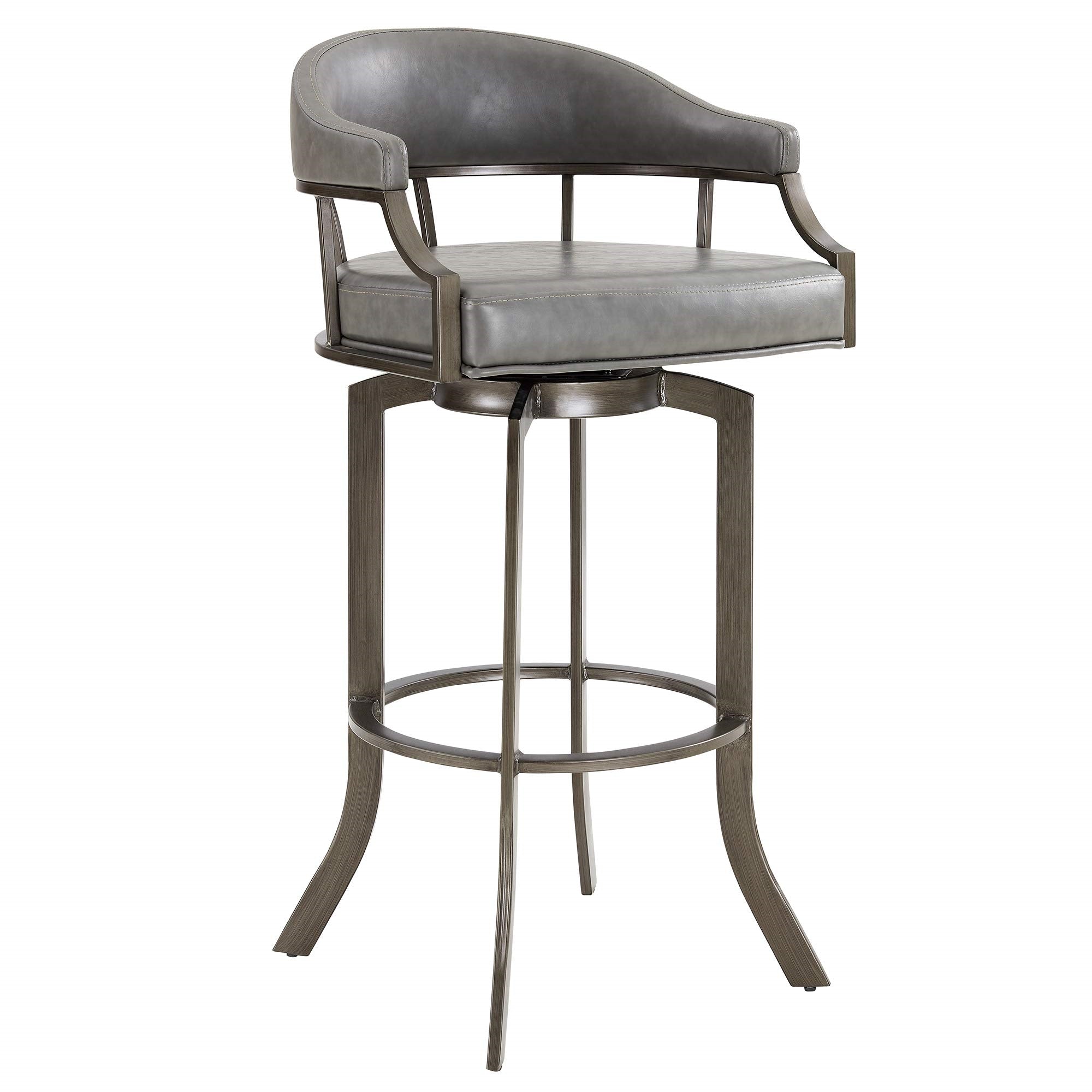 Edy Swivel 30 Mineral Finish and Grey Faux Leather Bar Stool