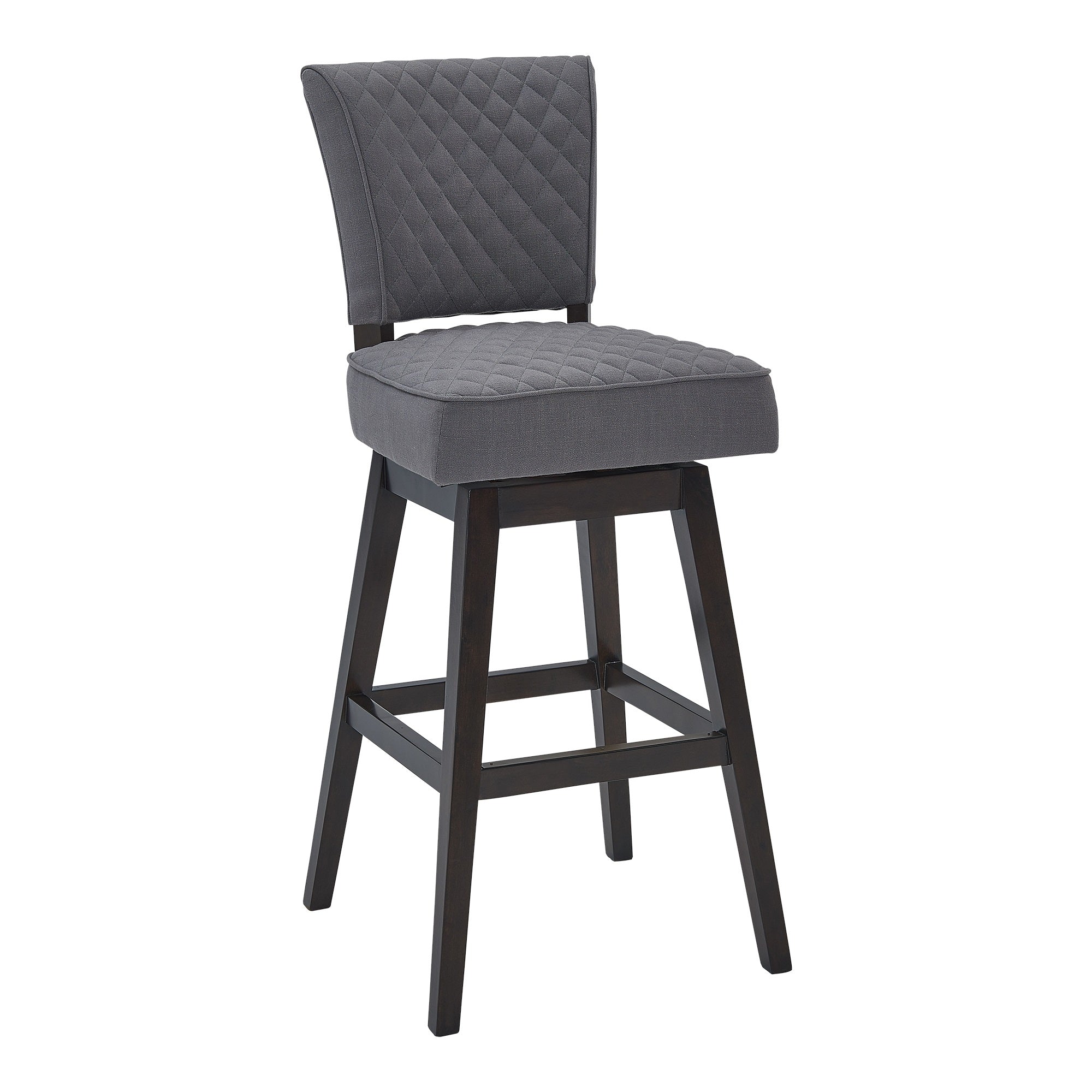 Gia 26'' Counter Height Wood Swivel Tufted Barstool in Espresso Finish with Grey Fabric