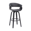 Julyssa 26'' Counter Height Swivel Grey Faux Leather and Black Wood Bar Stool