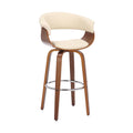 Julyssa 26'' Counter Height Swivel Cream Faux Leather and Walnut Wood Bar Stool