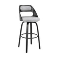 Julius 26'' Gray Faux Leather and Black Wood Bar Stool