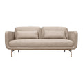 Lilou 77'' Beige Fabric Sofa with Antique Brass Metal Legs