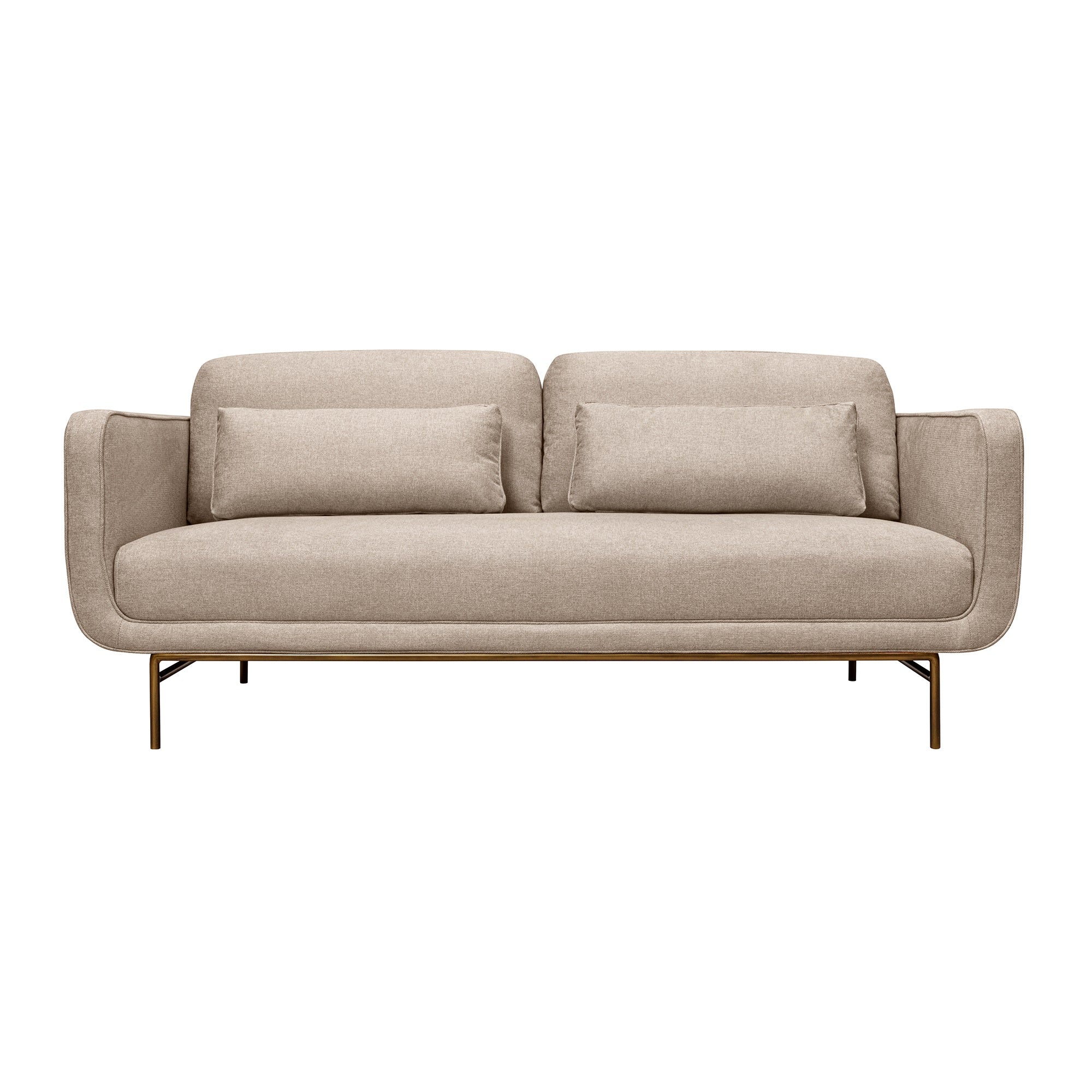 Lilou 77'' Beige Fabric Sofa with Antique Brass Metal Legs