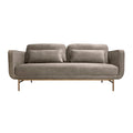 Lilou 77'' Fossil Gray Velvet Sofa with Antique Brass Metal Legs