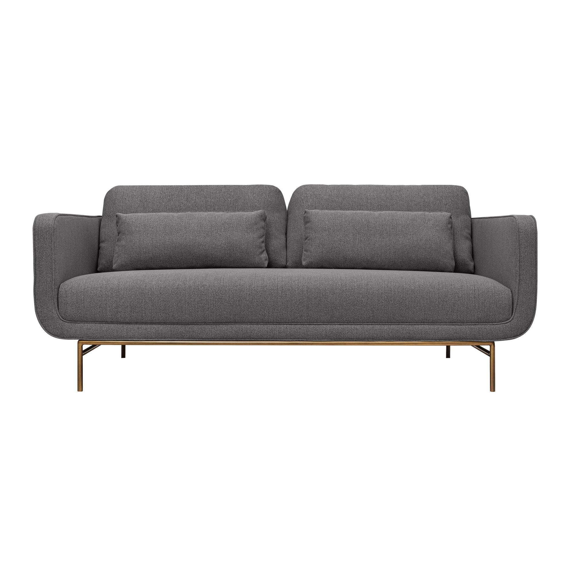 Lilou 77'' Gray Fabric Sofa with Antique Brass Metal Legs