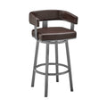 Lorin 30'' Bar Height Swivel Bar Stool in Java Brown Finish and Chocolate Faux Leather