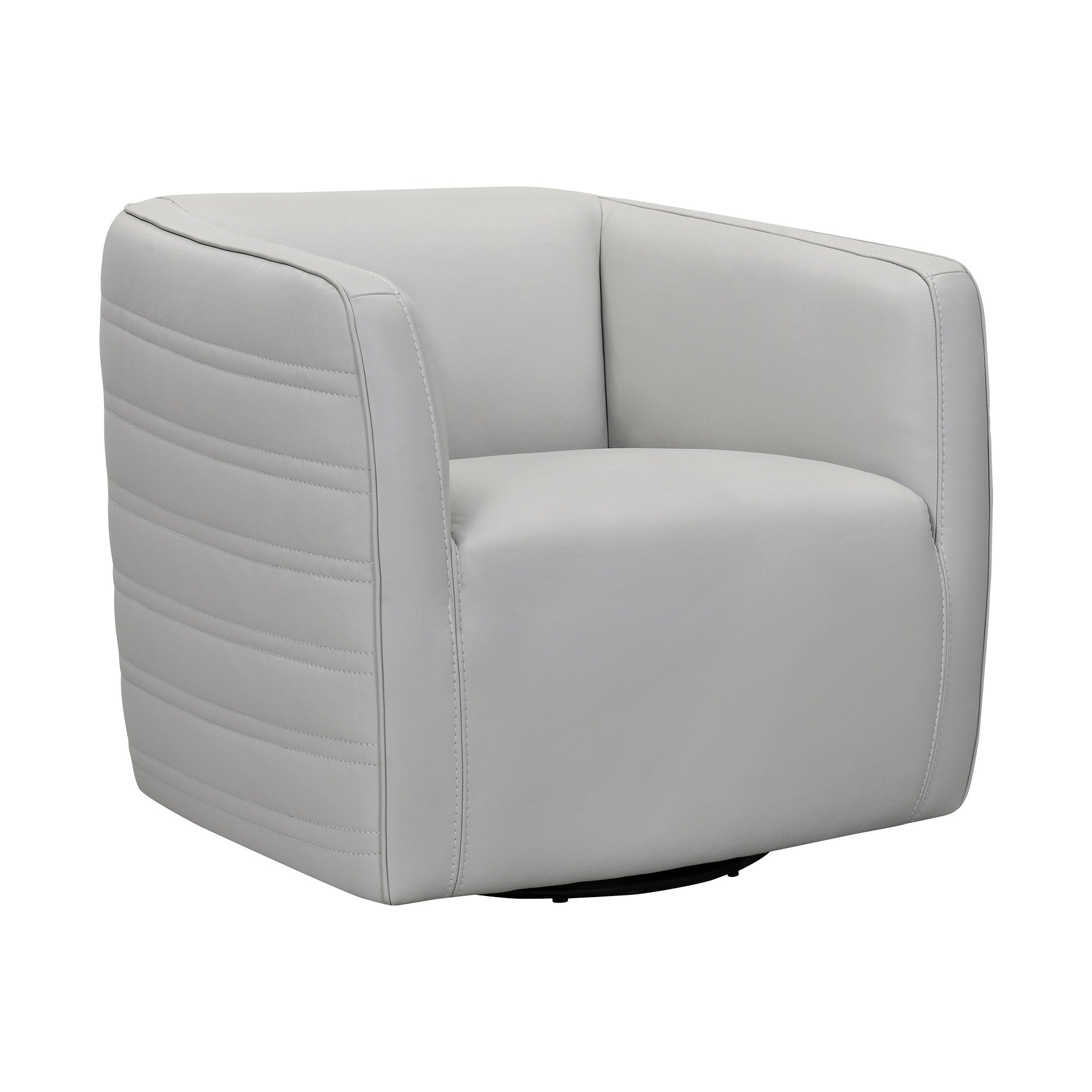 Melanie Swivel Leather Barrel Chair