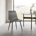 Armen Living Monte Contemporary Dining Chair in Gray Faux Leather with Black Powder Coated Metal Legs