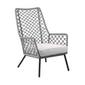 Marco Polo Indoor Outdoor Steel Lounge Chair with Grey Rope and Grey Cushion