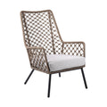 Marco Polo Indoor Outdoor Steel Lounge Chair with Truffle Rope and Grey Cushion
