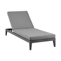 Menorca Outdoor Patio Adjustable Chaise Lounge Chair in Aluminum with Grey Cushions