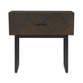 Marquis 1 Drawer Oak Wood Nighstand with Black Metal Legs