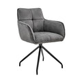 Noah Dining Room Accent Chair in Charcoal Fabric and Brushed Stainless Steel Finish
