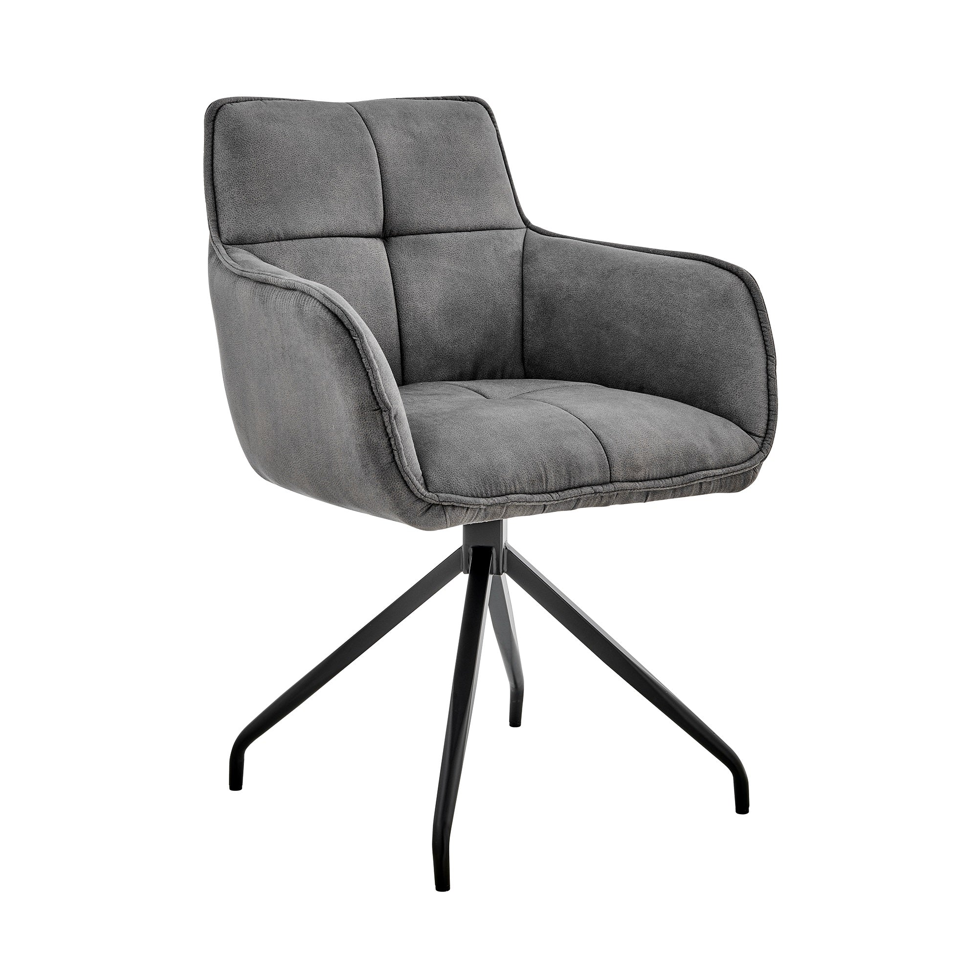 Noah Dining Room Accent Chair in Charcoal Fabric and Brushed Stainless Steel Finish