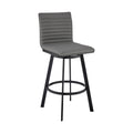 Nikole 26'' Counter Height Swivel Bar Stool in Matt Black Finish with Gray Faux Leather
