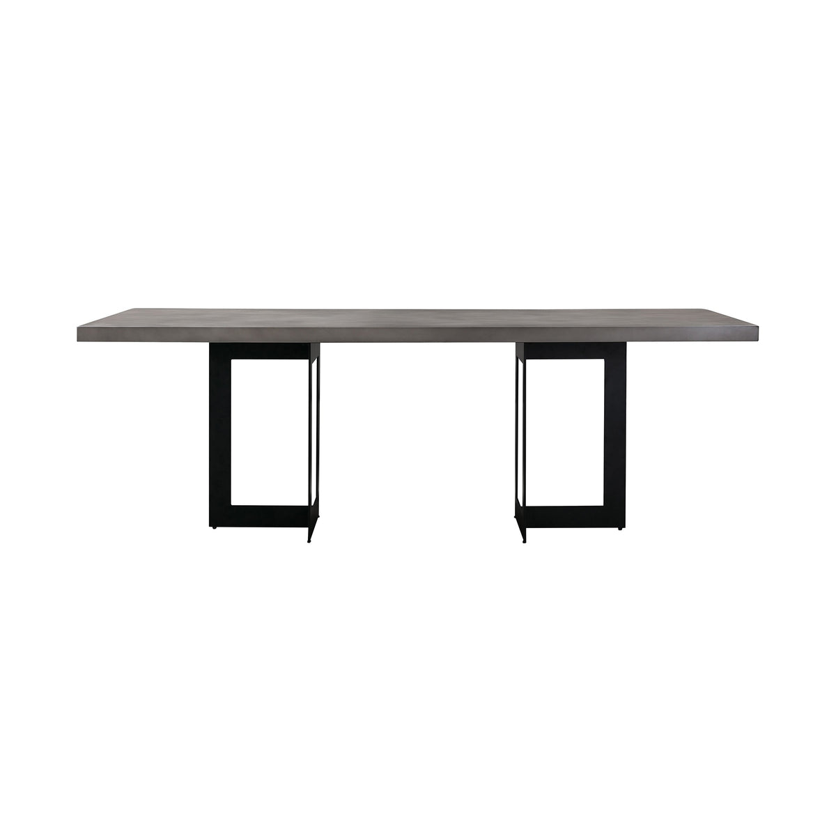 Odet Rectangular 87'' Dining Table in Concrete and Black Metal
