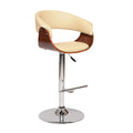 Armen Living Paris Swivel Barstool In Cream PU/ Walnut Veneer and Chrome Base