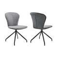 Petrie Dining Room Accent Chair in Grey Fabric and Black Finish - Set of 2