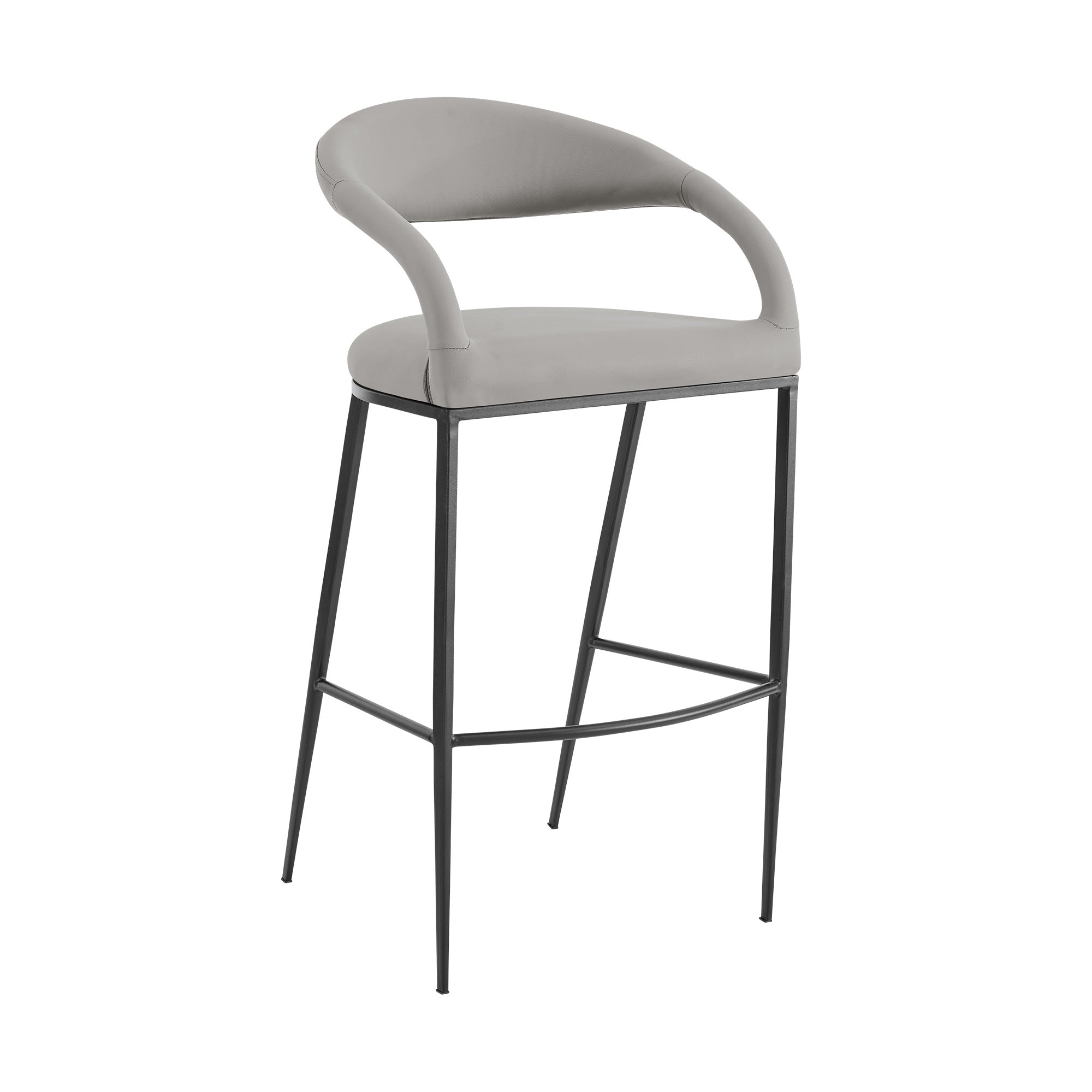 Ramona Counter or Bar Stool with Matte Black Iron Frame and Faux Leather