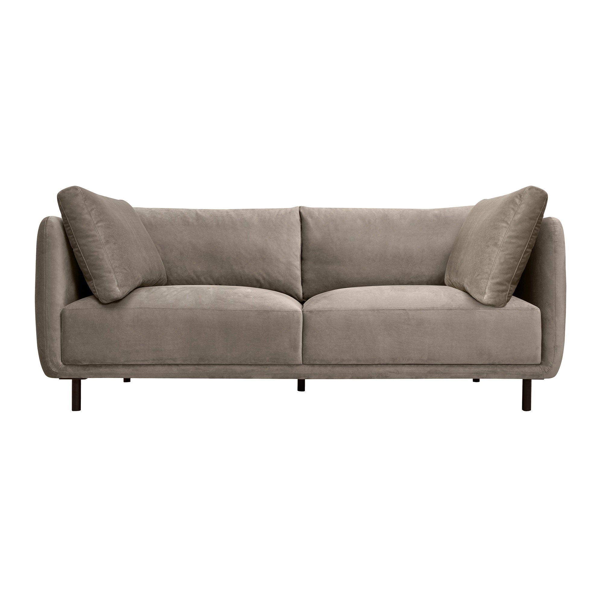 Serenity 79'' Fossil Gray Velvet Sofa with Black Metal Legs
