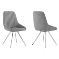 Skye Swivel Gray Velvet and Brushed Stainless Steel Dining Room Chairs - Set of 2