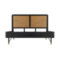 Saratoga King Platform Frame Bed in Black Acacia with Rattan Headboard