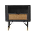 Saratoga Nightstand in Black Acacia with Rattan