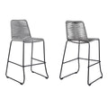 Shasta 30'' Outdoor Metal and Grey Rope Stackable Barstool - Set of 2