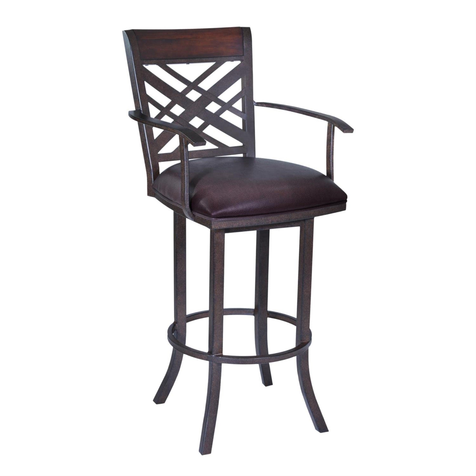 Tahiti 30'' Arm Barstool in Auburn Bay finish with Brown Pu upholstery