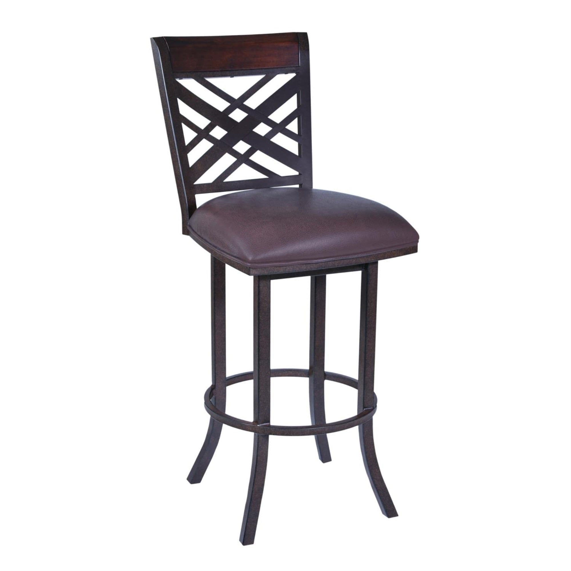 Tahiti  30'' Barstool in Auburn Bay finish with Brown Pu upholstery