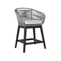 Tutti Frutti Indoor Outdoor Counter Height Bar Stool in Black Brushed Wood with Grey Rope