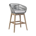 Tutti Frutti Indoor Outdoor Bar Height Bar Stool in Aged Teak Wood with Grey Rope