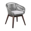 Tutti Frutti Indoor Outdoor Dining Chair in Dark Eucalyptus Wood with Latte Rope and Grey Cushions