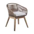 Tutti Frutti Indoor Outdoor Dining Chair in Light Eucalyptus Wood with Latte Rope and Grey Cushion