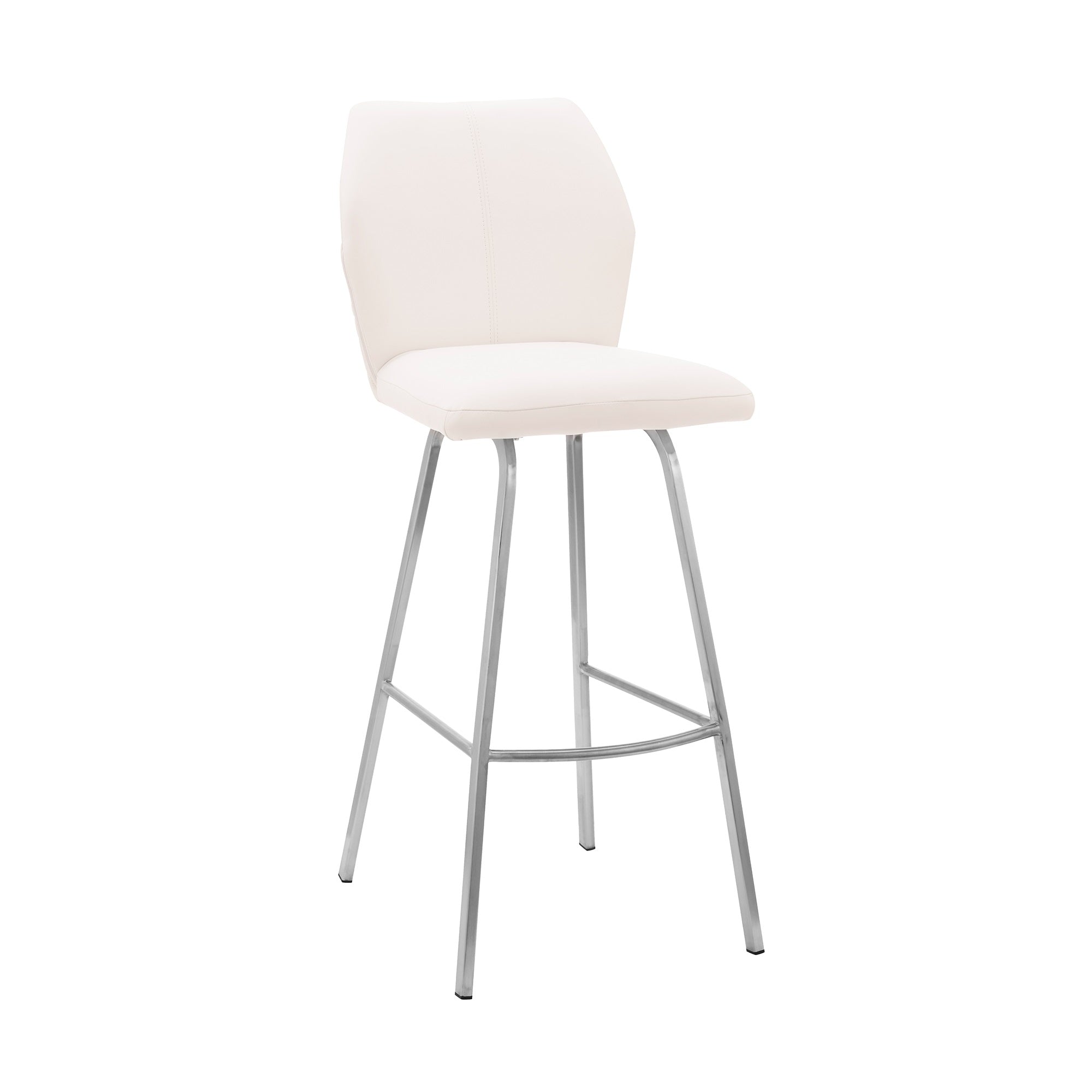 Tandy White Faux Leather and Brushed Stainless Steel 26'' Counter Stool