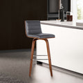 Armen Living Vienna 26'' Counter Height Barstool in Walnut Wood Finish with Grey Faux Leather