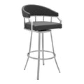 Valerie 30'' Bar Height Swivel Modern Faux Leather Bar and Counter Stool in Brushed Stainless Steel Finish
